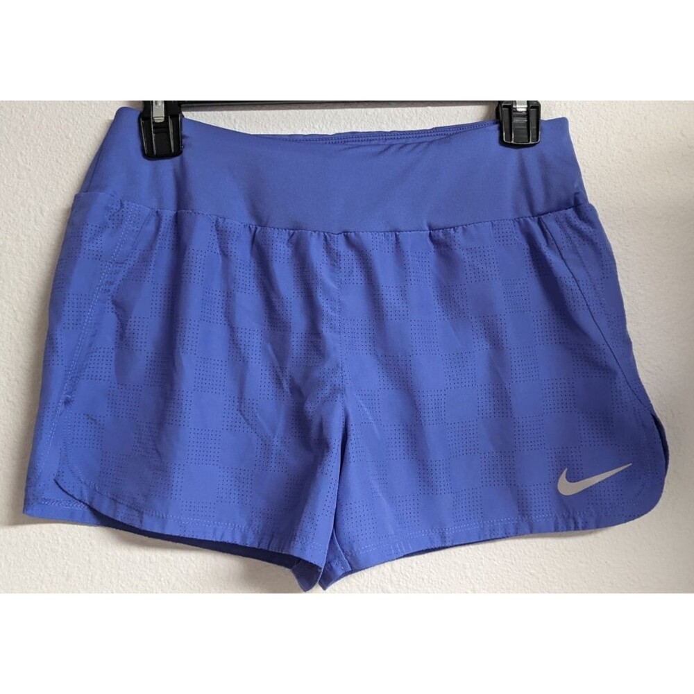 Women's NIKE Dri-Fit Elastic Waist Purple Perforated Lined 3" Running Shorts S